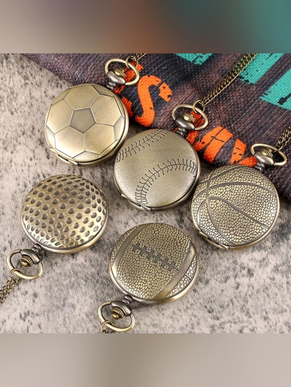 Sports Ball Full Hunter Quartz Pocket Watch  See All Balls Available
